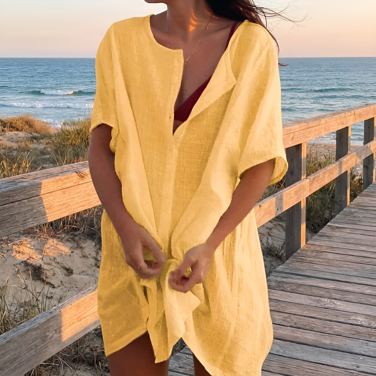 Strandjurk - Losvallend - Linnen - Strandtuniek - Zomerjurk-Boutique Moda
