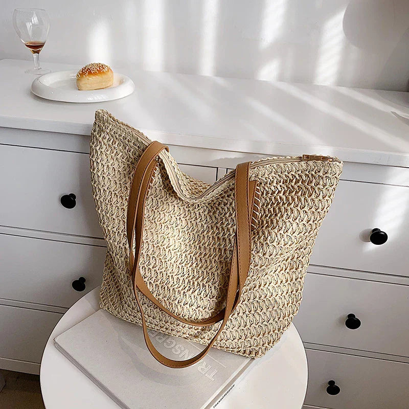 Strooitas - Grote zomerse schoudertas voor dames-Boutique Moda