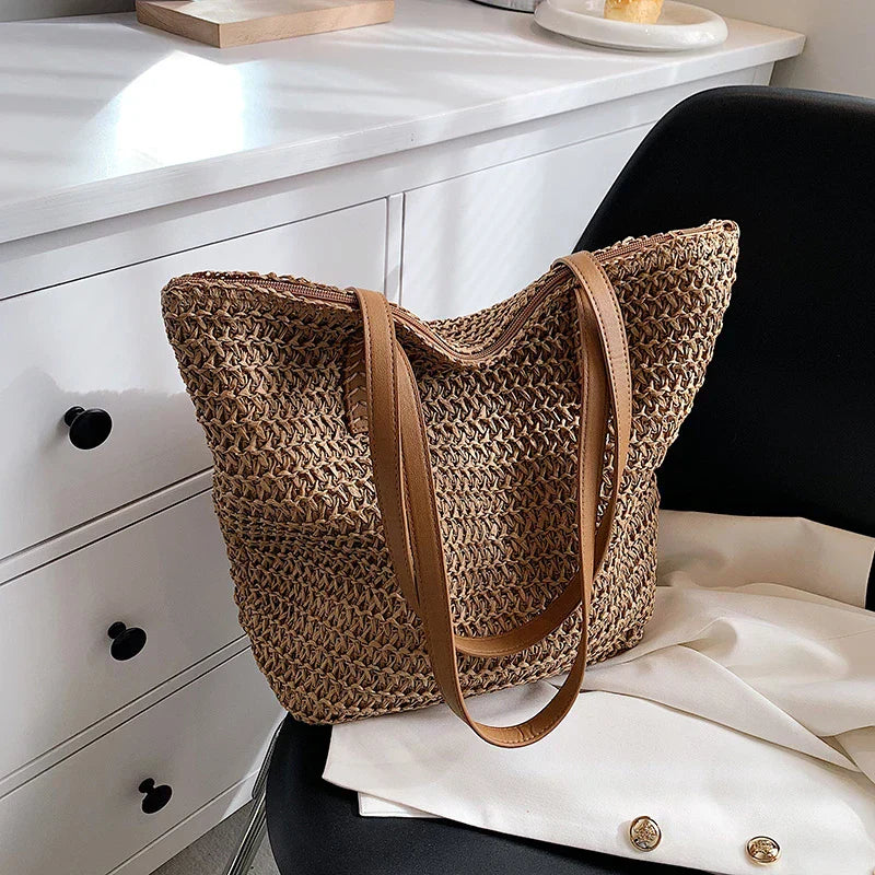 Strooitas - Grote zomerse schoudertas voor dames-Boutique Moda