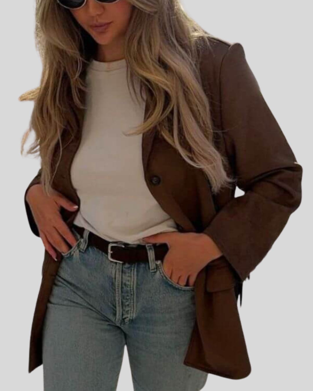 Suède Jas | Bruin | Vintage | Grote Blazer | Damesjas-Boutique Moda