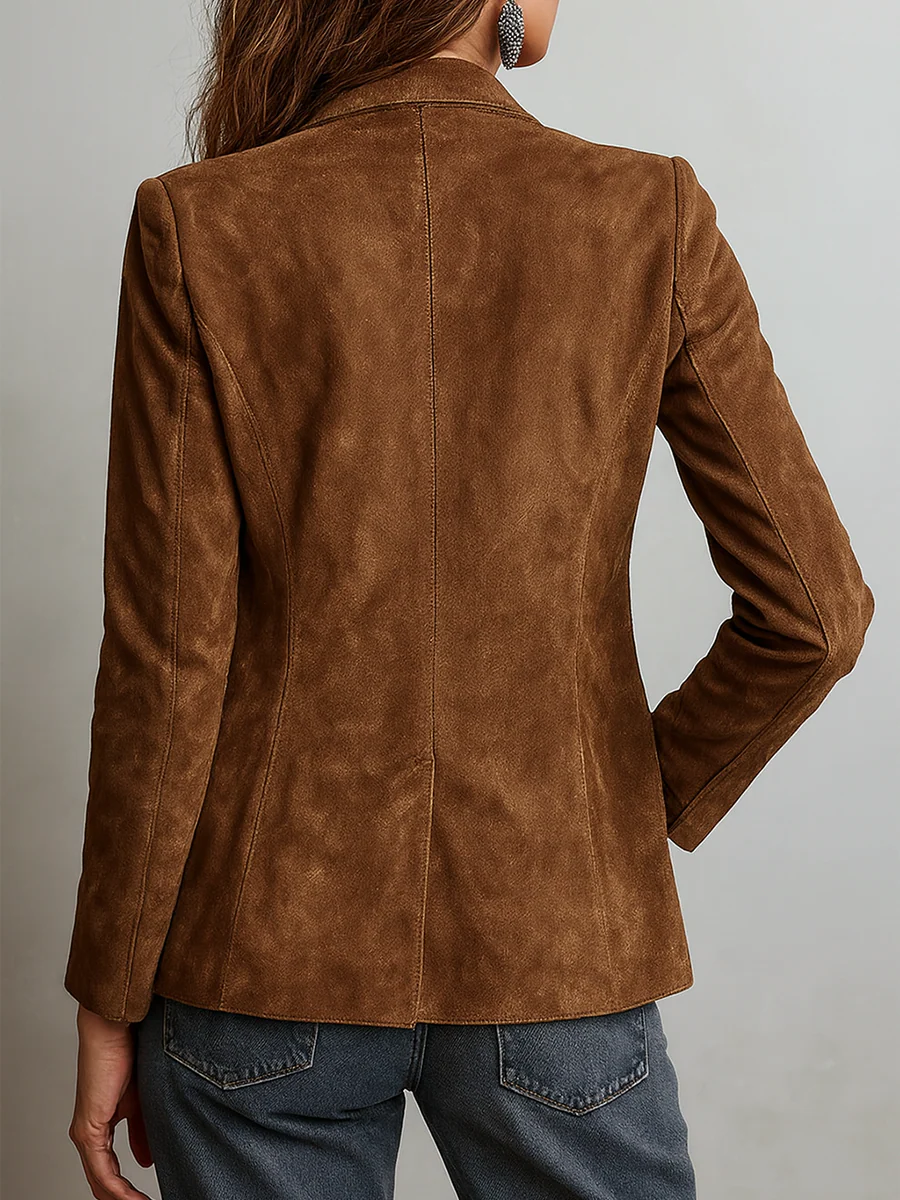 Suède Jas - Bruine damesjas in vintage stijl-Boutique Moda