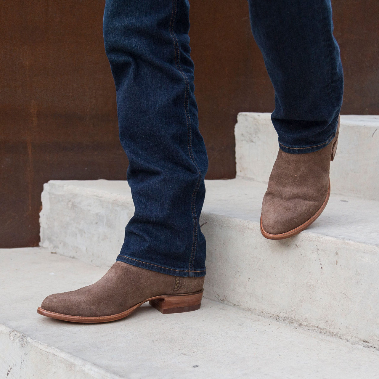 Suede Laarzen - Heren Bruin Rits Western Laarzen-Boutique Moda
