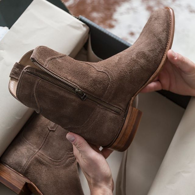 Suede Laarzen - Heren Bruin Rits Western Laarzen-Boutique Moda