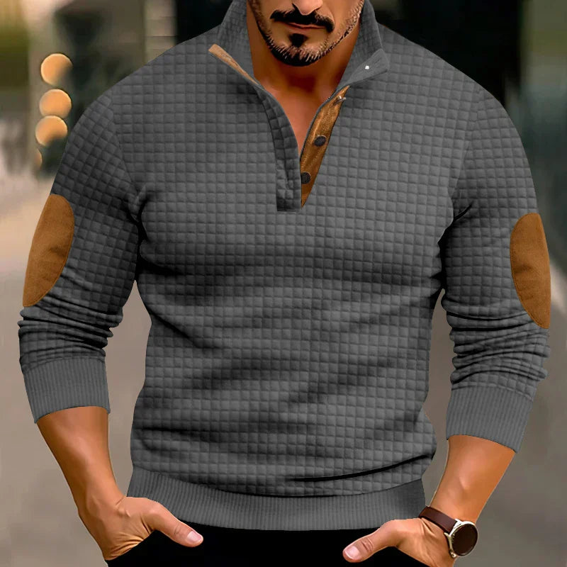 Sweater - Warme wafeltrui voor heren met elleboogstukken-Boutique Moda