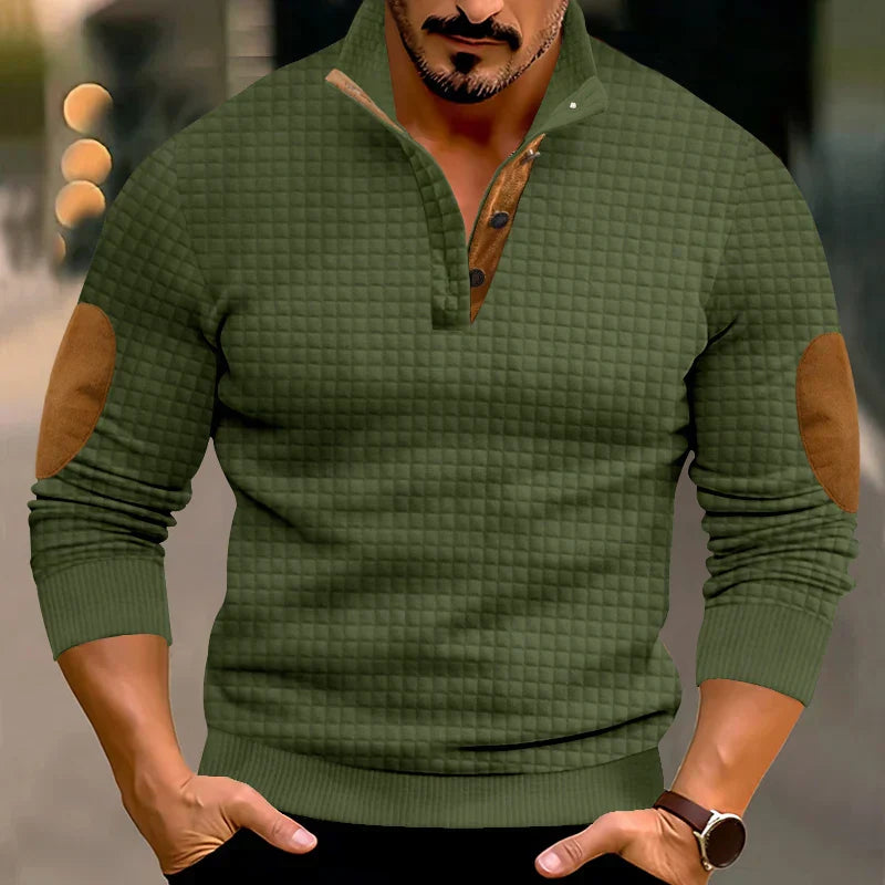 Sweater - Warme wafeltrui voor heren met elleboogstukken-Boutique Moda