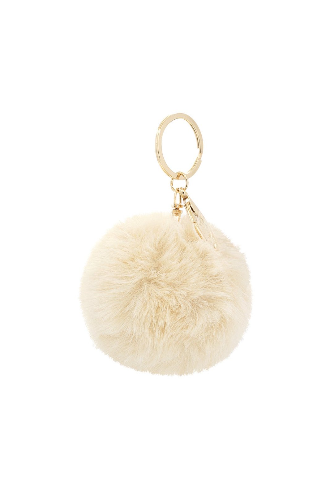 Tassenhanger Pluche Bal Gebroken Wit | Zachte Sleutelhanger | Tassenbedel-Boutique Moda