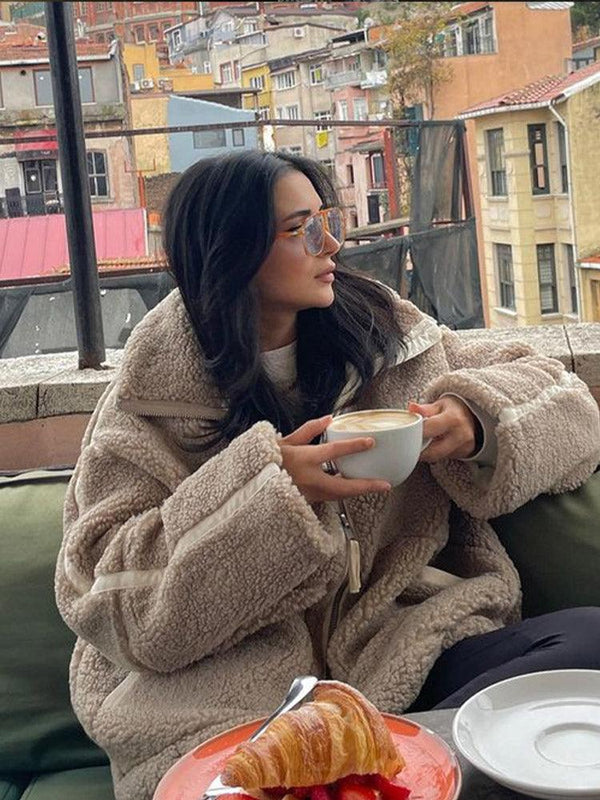 Teddy Fleece Jas - Oversized winterjas met ritssluiting voor dames-Boutique Moda