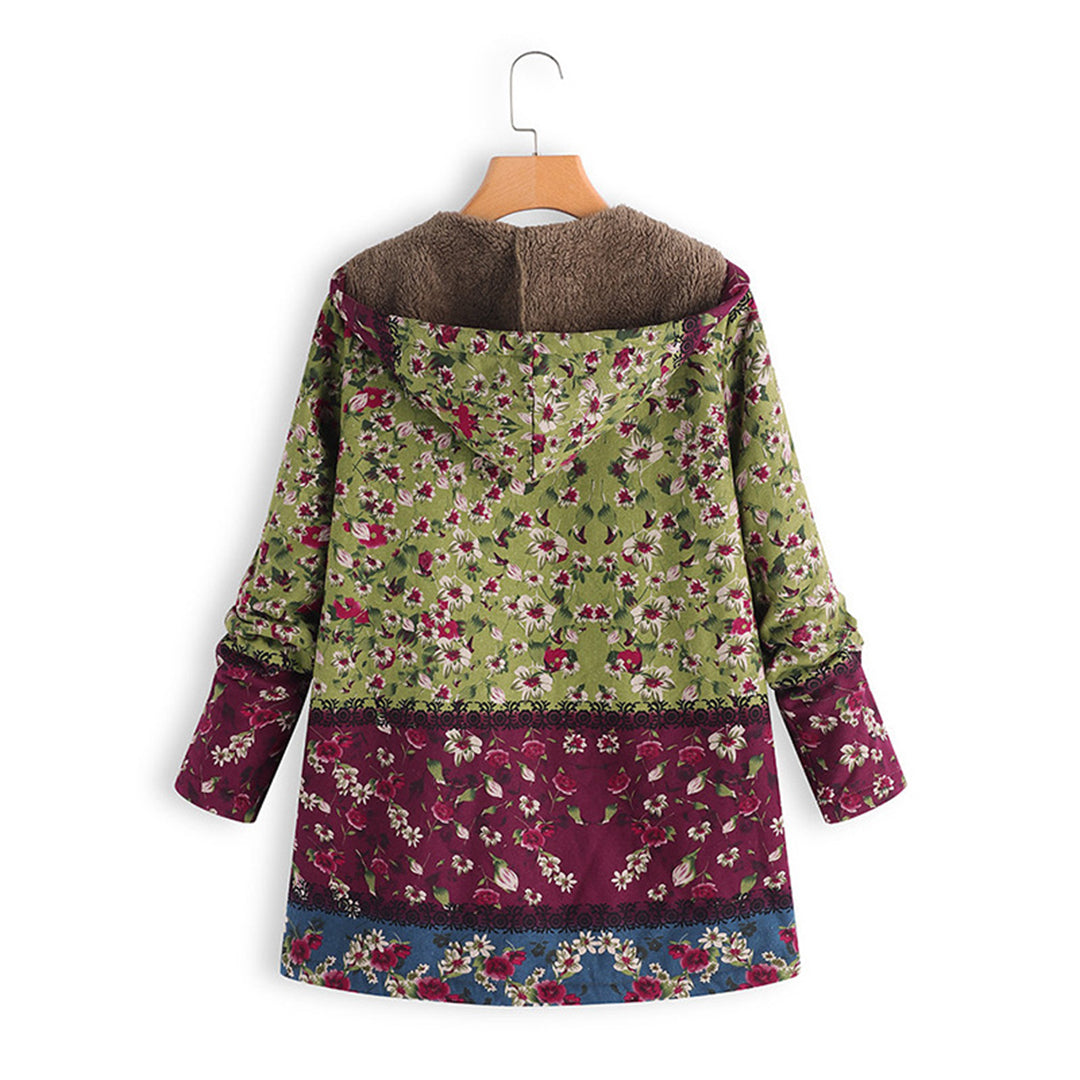 Teddyjas - Bloemen - Rits - Jas met capuchon - Damesjas-Boutique Moda