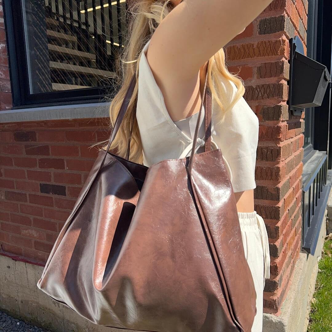 Tote Bag Dames | Kunstleer Groot | Bruin of Zwart-Boutique Moda