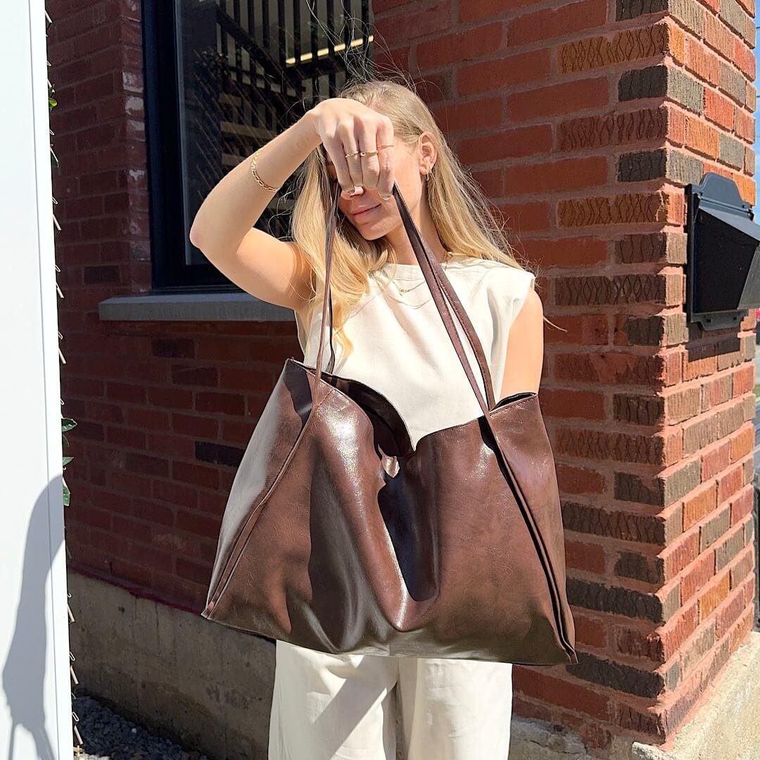 Tote Bag Dames | Kunstleer Groot | Bruin of Zwart-Boutique Moda
