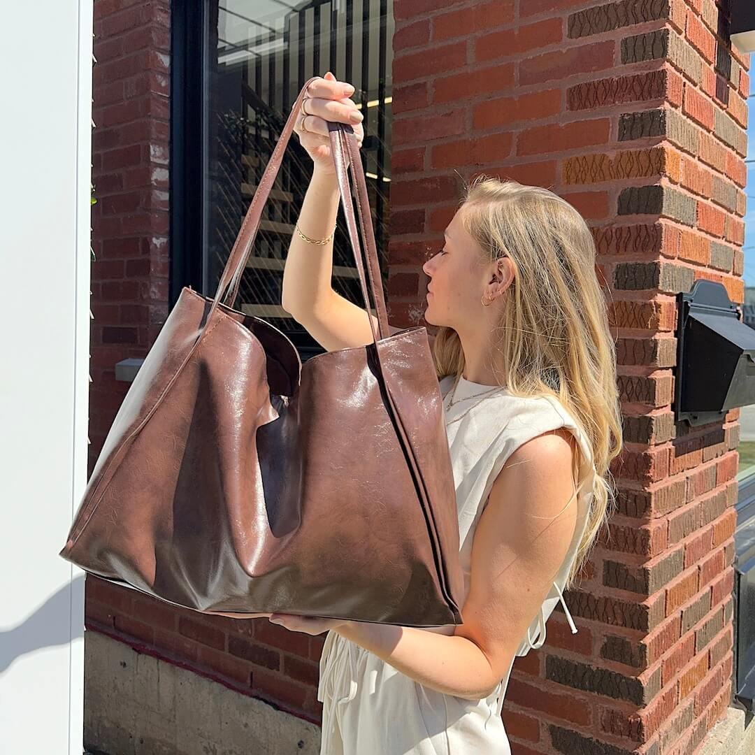 Tote Bag Dames | Kunstleer Groot | Bruin of Zwart-Boutique Moda