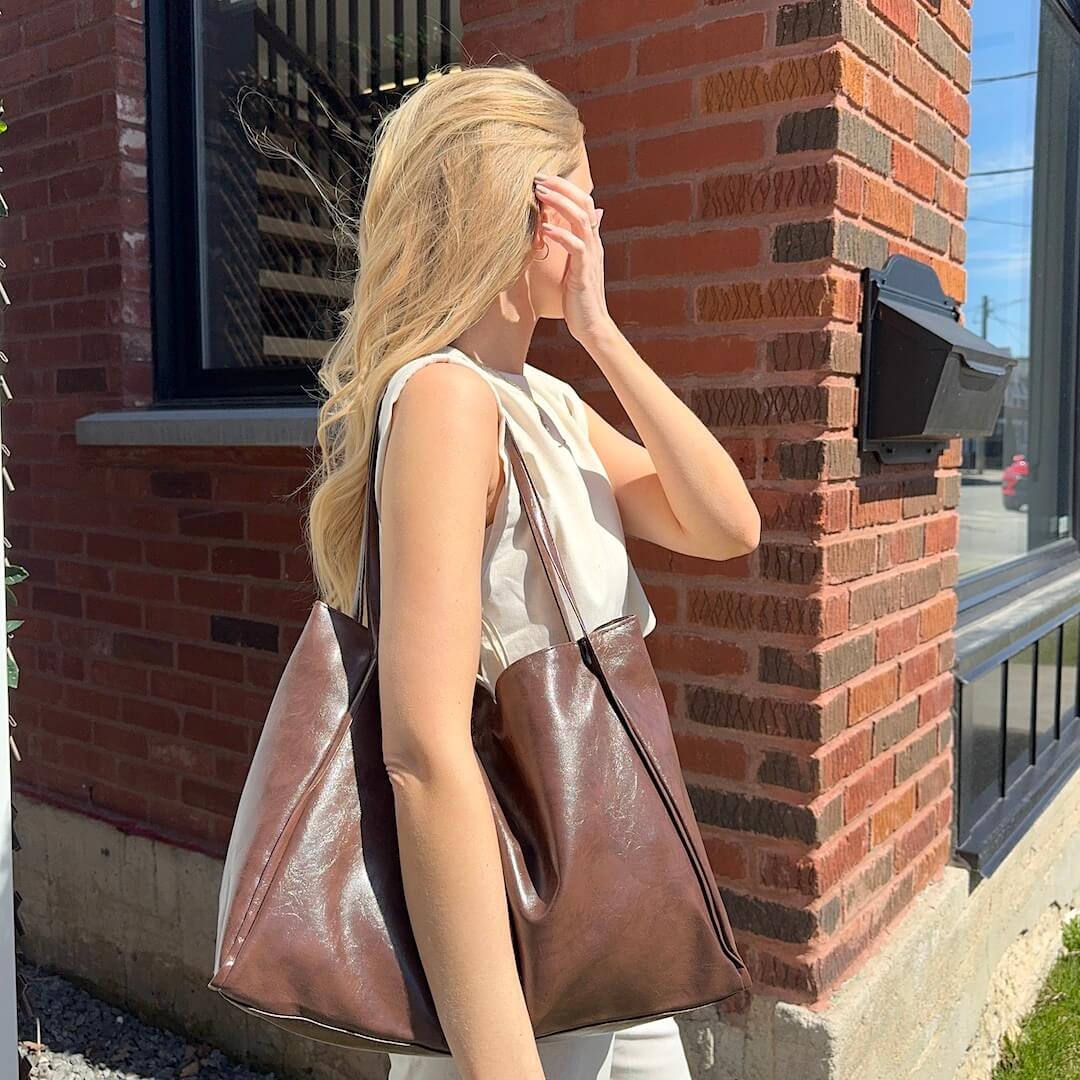 Tote Bag Dames | Kunstleer Groot | Bruin of Zwart-Boutique Moda