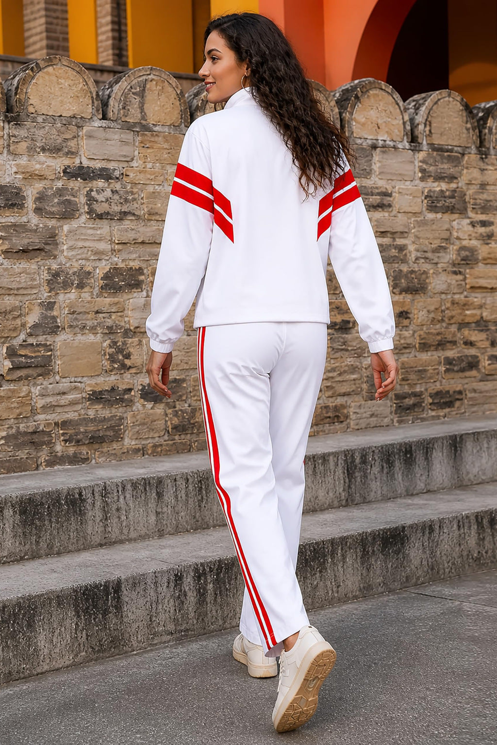 Trainingspak - Damesset met rits en rechte joggers-Boutique Moda