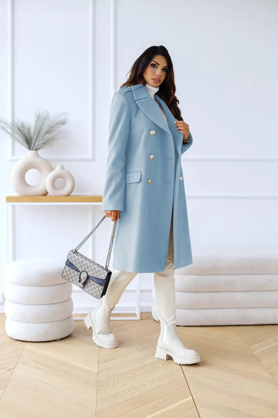 Trenchcoat | Klassiek | Double Breasted | Lange Pea Jas | Winterjas voor Vrouwen-Boutique Moda