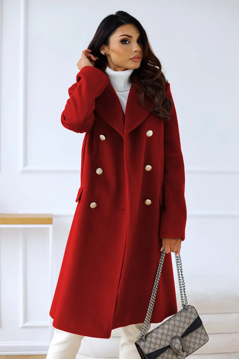 Trenchcoat | Klassiek | Double Breasted | Lange Pea Jas | Winterjas voor Vrouwen-Boutique Moda