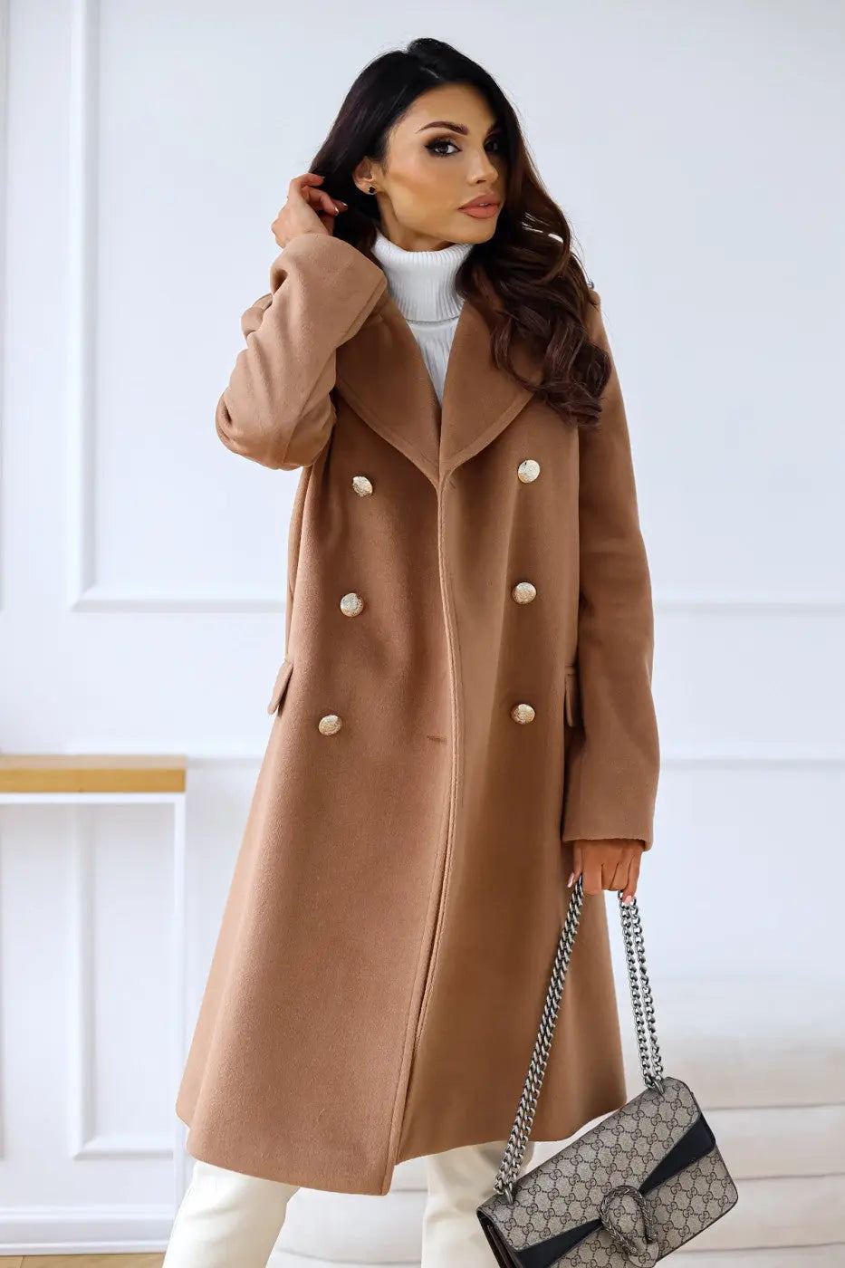 Trenchcoat | Klassiek | Double Breasted | Lange Pea Jas | Winterjas voor Vrouwen-Boutique Moda