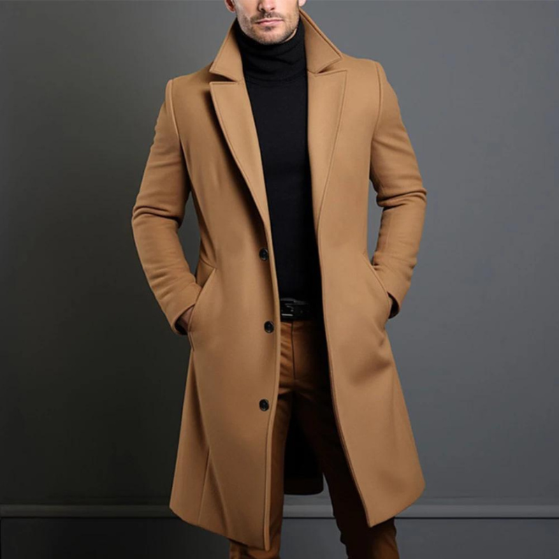 Overjas Heren | Klassiek | Lang | Wollook | Enkele Rij Knopen