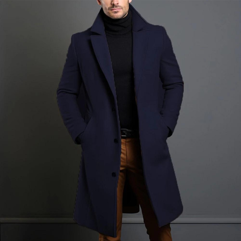 Overjas Heren | Klassiek | Lang | Wollook | Enkele Rij Knopen