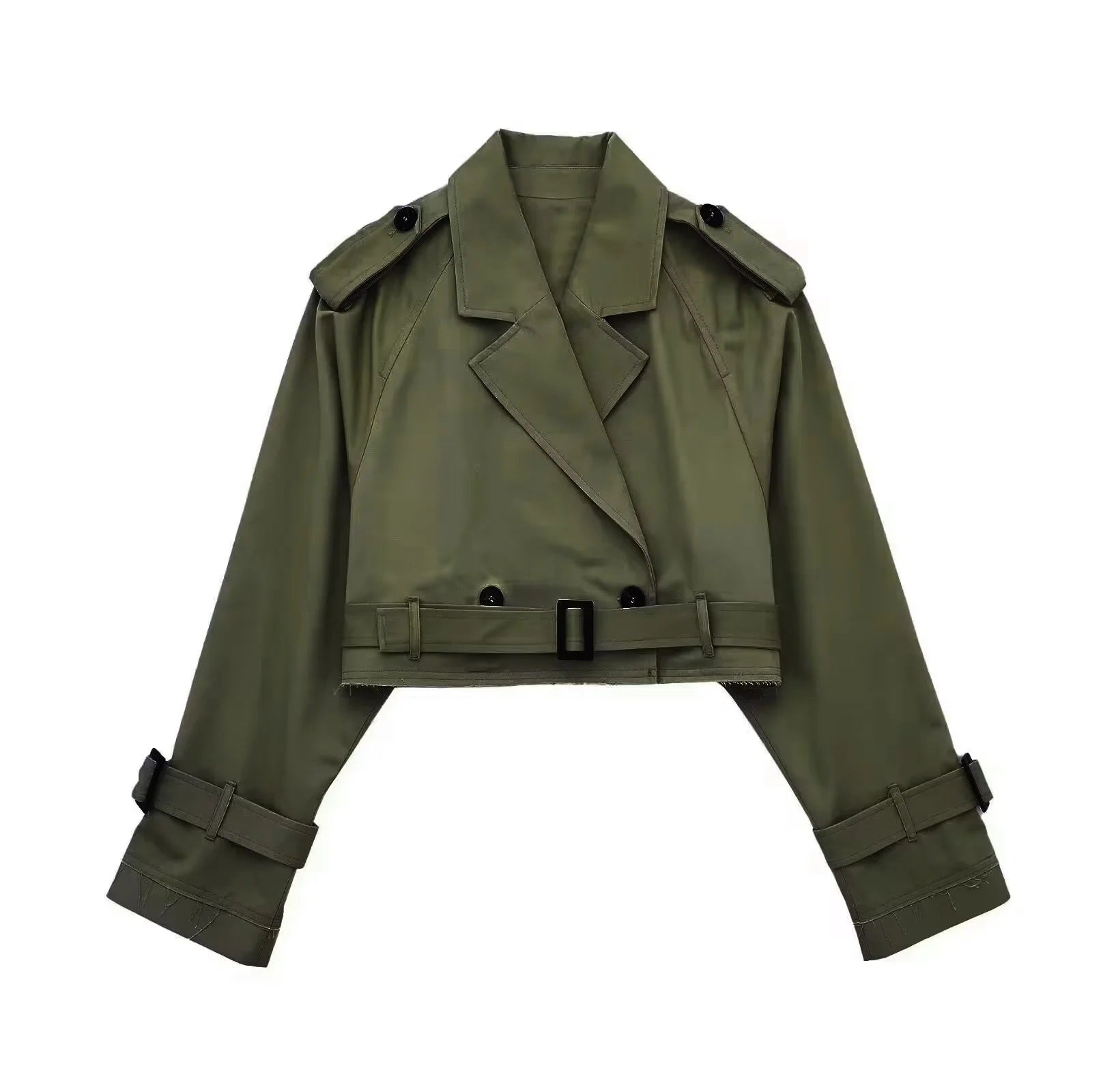 Trenchcoat - Korte jas met dubbele borst en riem voor dames-Boutique Moda
