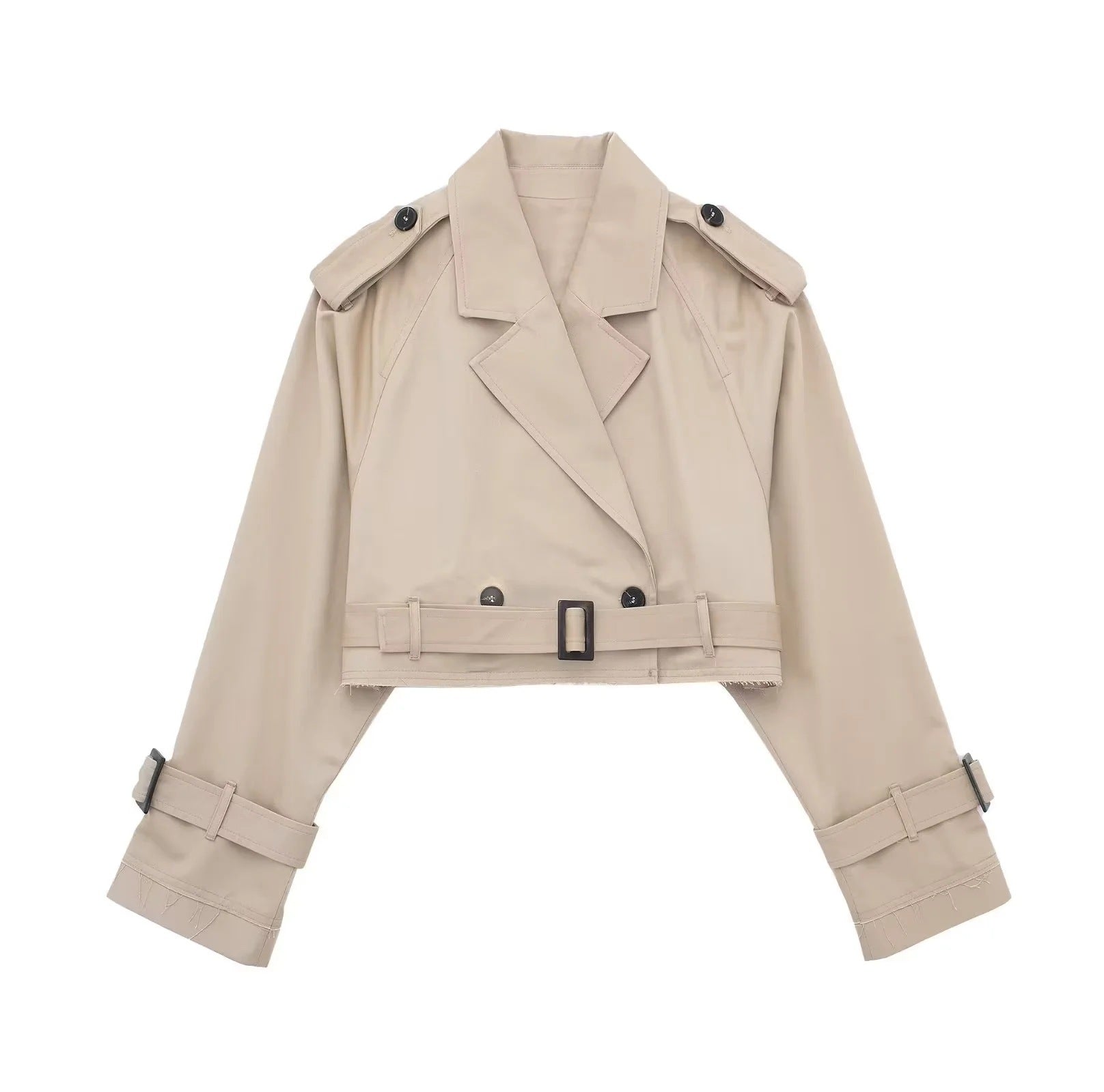 Trenchcoat - Korte jas met dubbele borst en riem voor dames-Boutique Moda