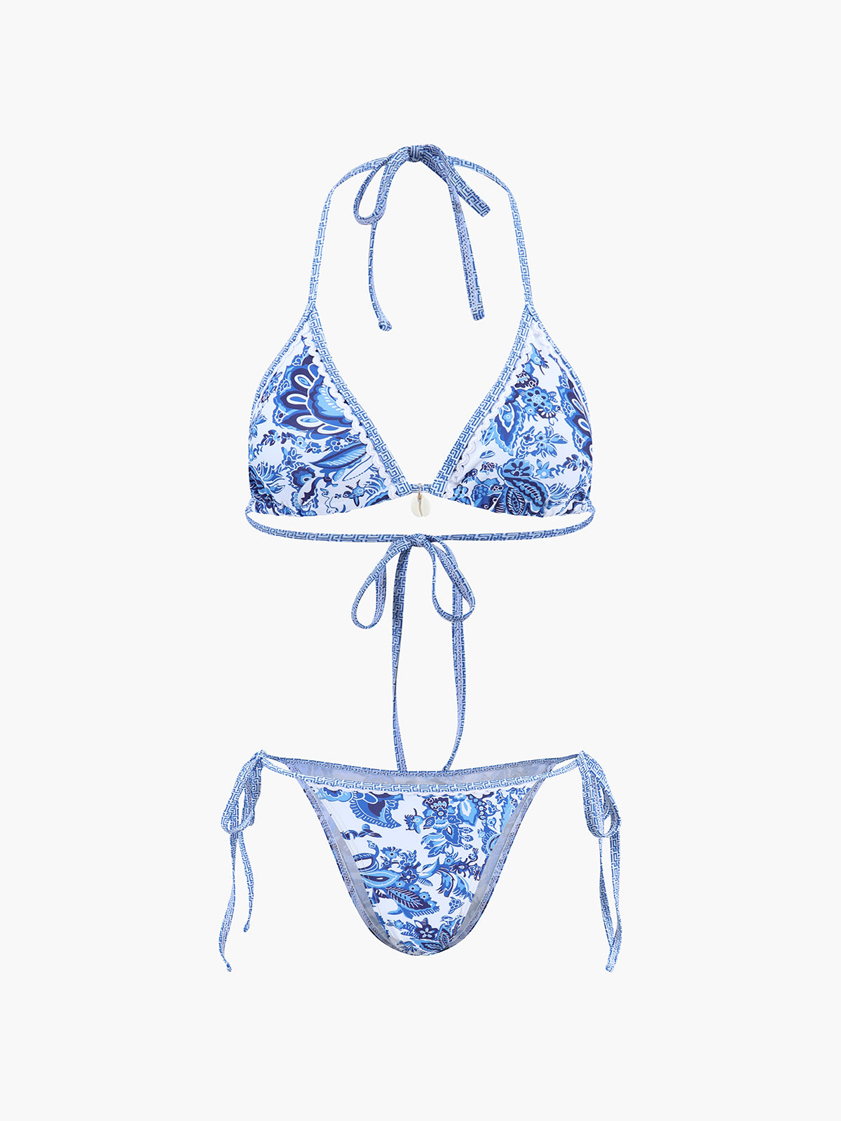 Triangle Bikinis - Bikini met print in wit en blauw-Boutique Moda
