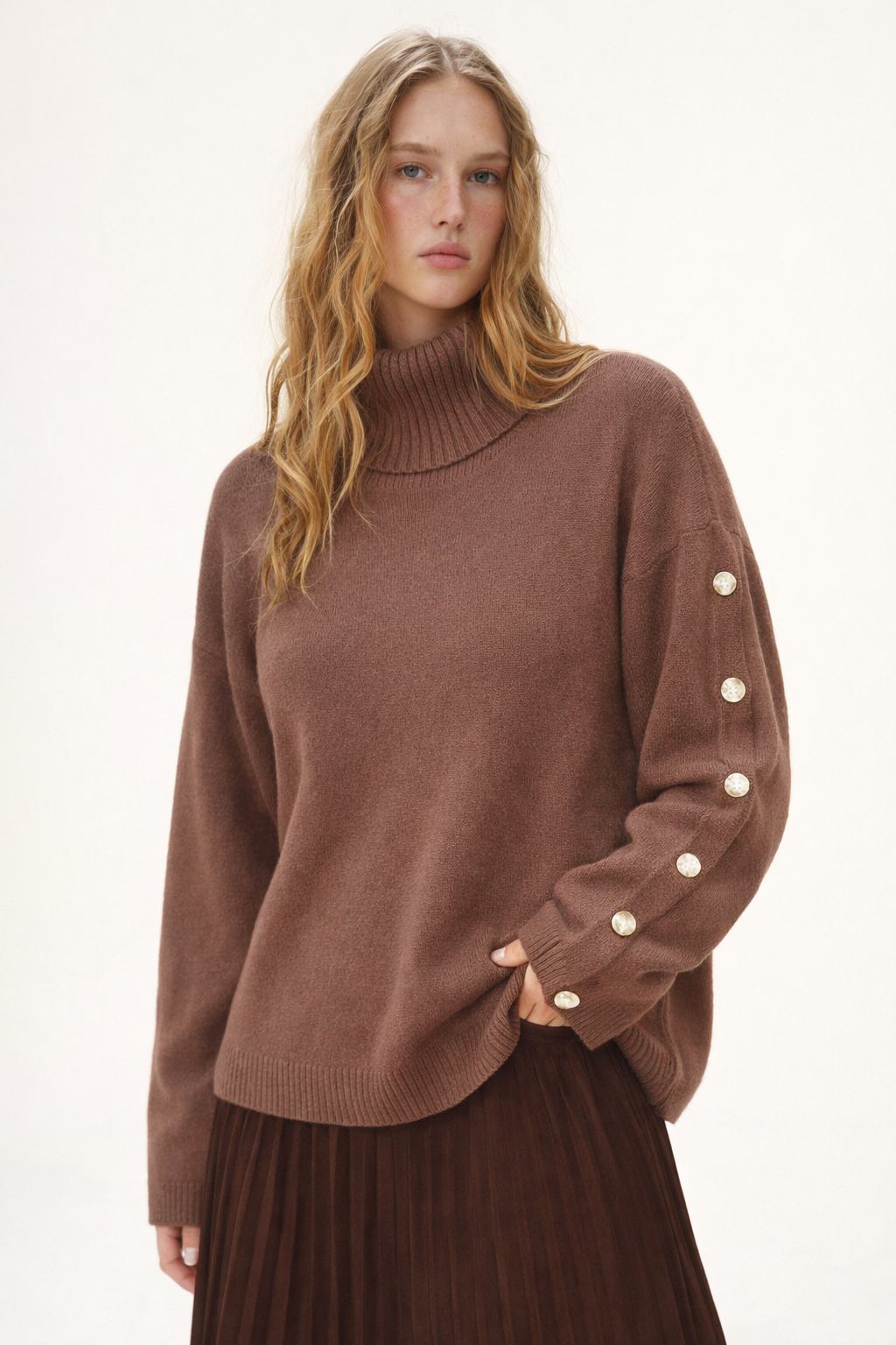 Trui met col – Oversized gebreide trui met col voor dames-Boutique Moda