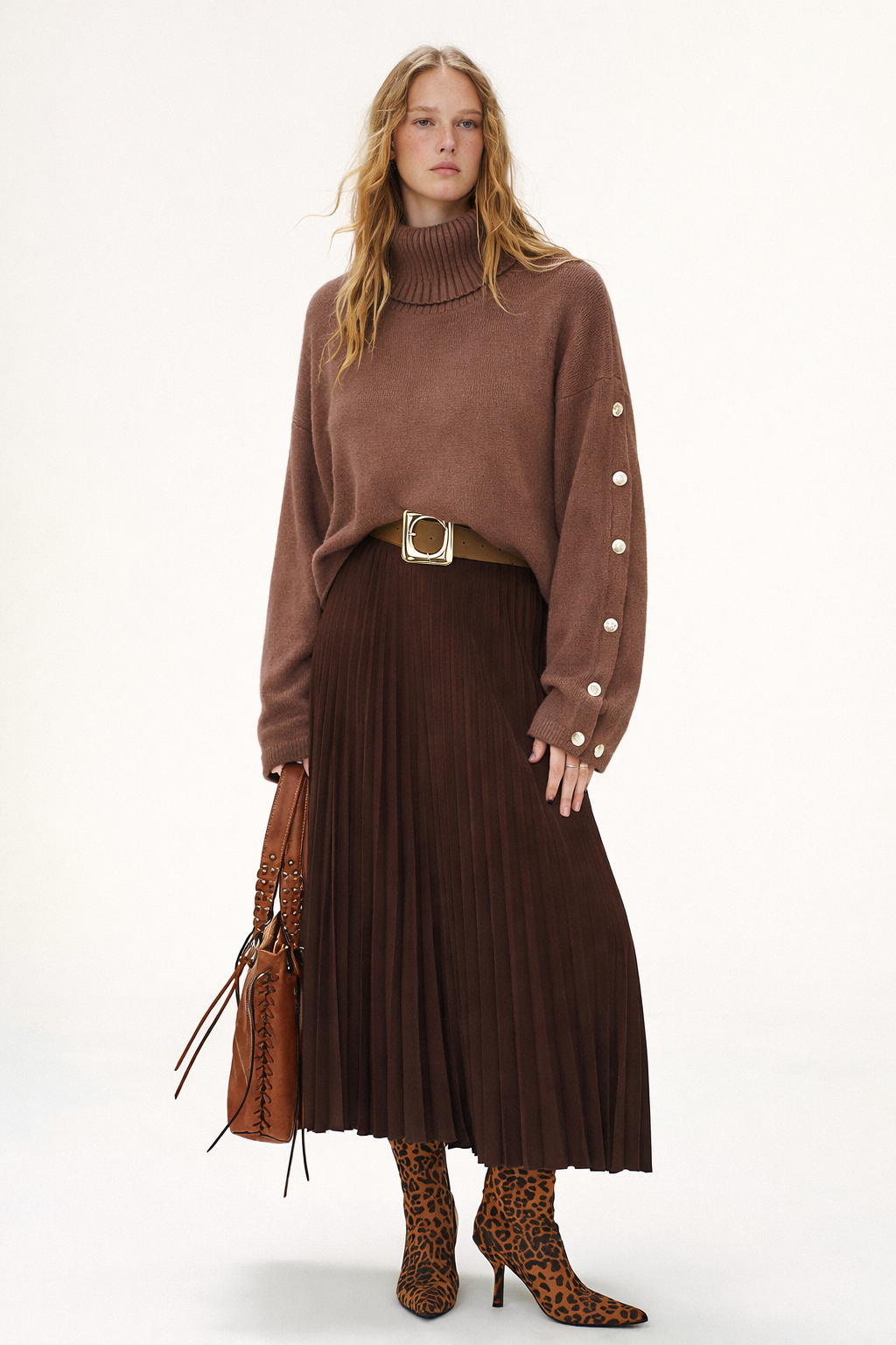 Trui met col – Oversized gebreide trui met col voor dames-Boutique Moda