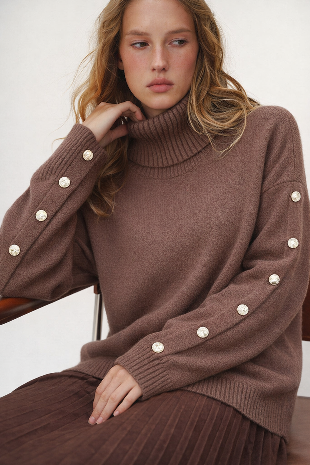 Trui met col – Oversized gebreide trui met col voor dames-Boutique Moda