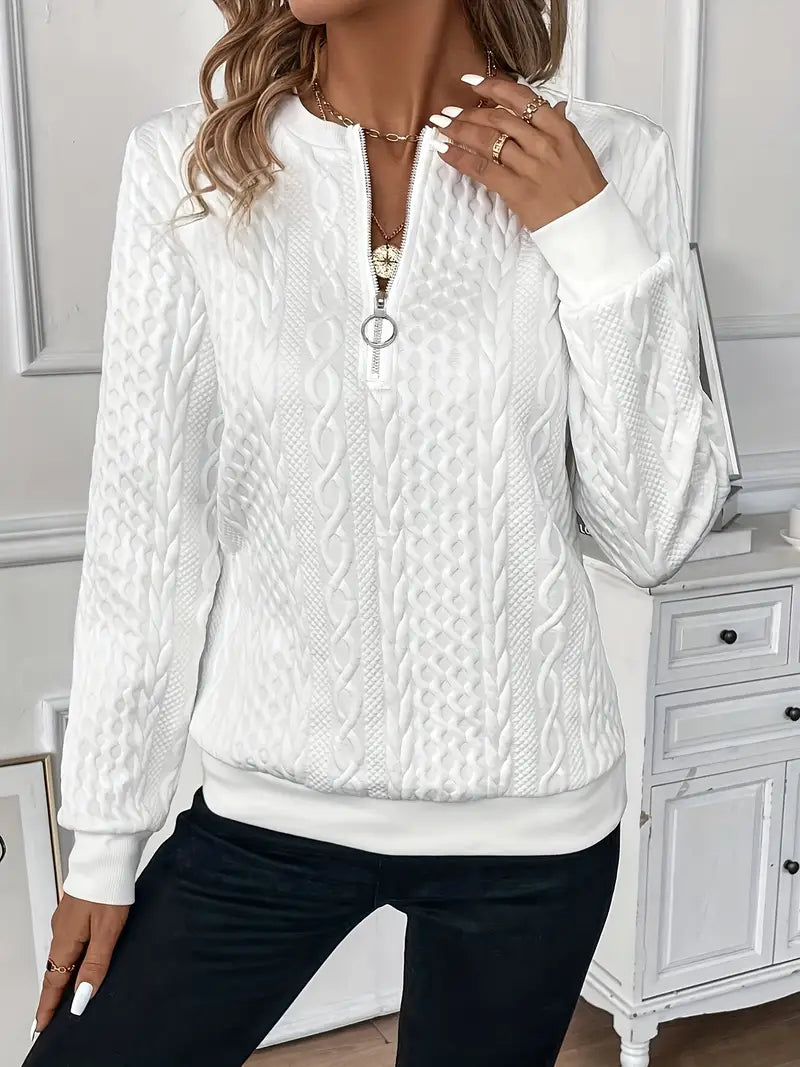 Trui met halve rits | Regular Fit | Ronde Hals | Sweater met halve rits | Dameskleding-Boutique Moda