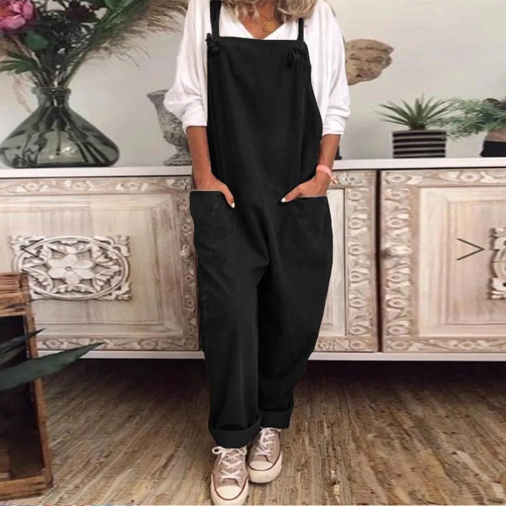 Tuinbroek - Dames mouwloze linnen jumpsuit met losse pasvorm-Boutique Moda