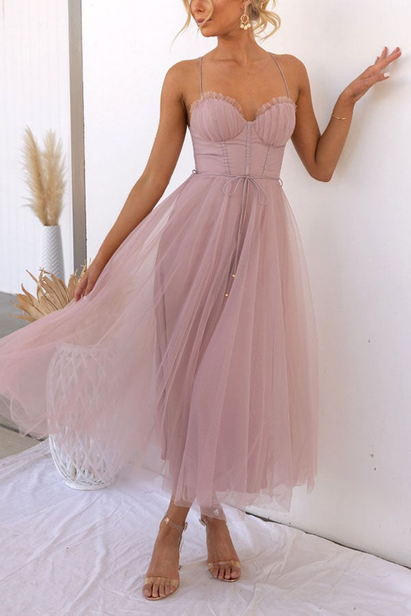 Tule Jurk | Mouwloos | Midi | Korsetjurk | Cocktailjurk-Boutique Moda