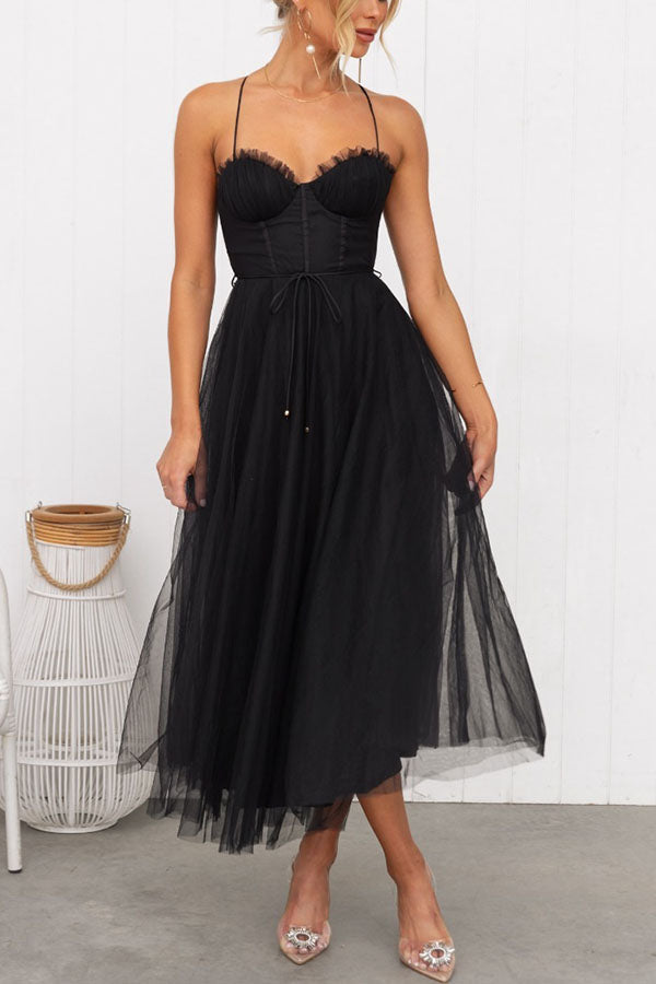 Tule Jurk | Mouwloos | Midi | Korsetjurk | Cocktailjurk-Boutique Moda