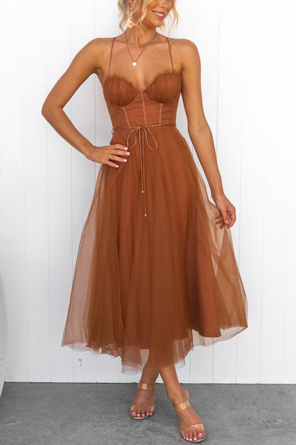 Tule Jurk | Mouwloos | Midi | Korsetjurk | Cocktailjurk-Boutique Moda