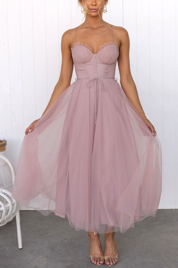 Tule Jurk | Mouwloos | Midi | Korsetjurk | Cocktailjurk-Boutique Moda