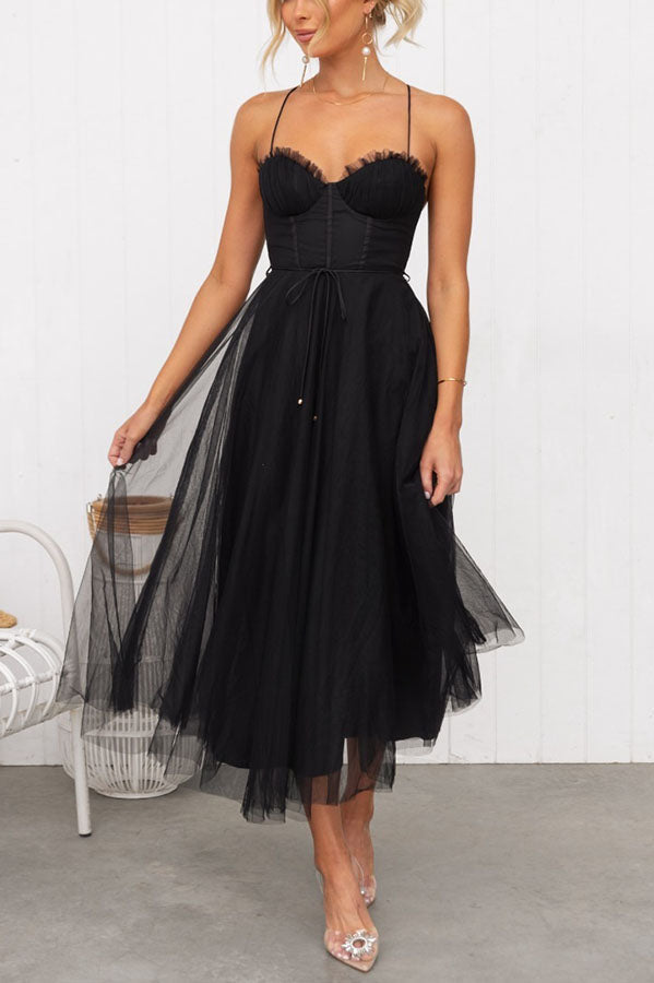 Tule Jurk | Mouwloos | Midi | Korsetjurk | Cocktailjurk-Boutique Moda