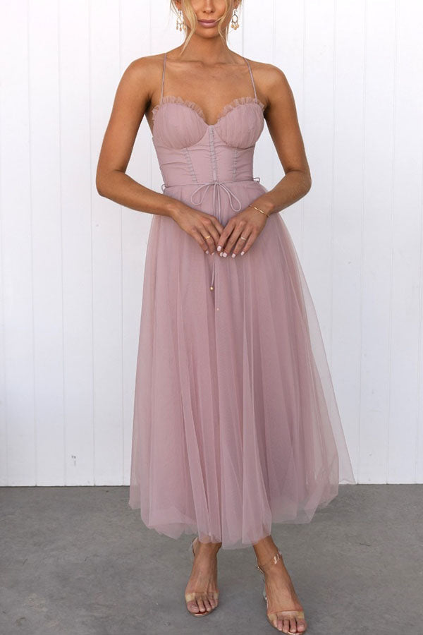 Tule Jurk | Mouwloos | Midi | Korsetjurk | Cocktailjurk-Boutique Moda