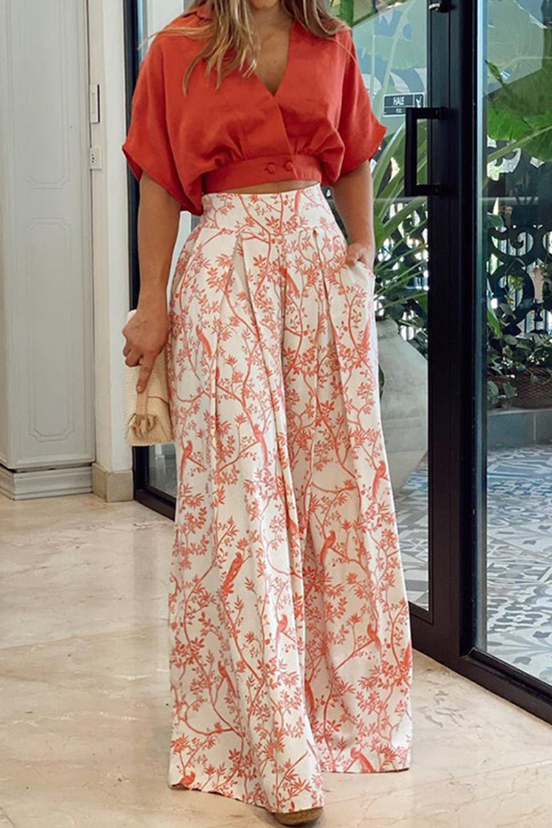Tweedelige Set | Dames Crop Top en Wijde Broek met Hoge Taille-Boutique Moda