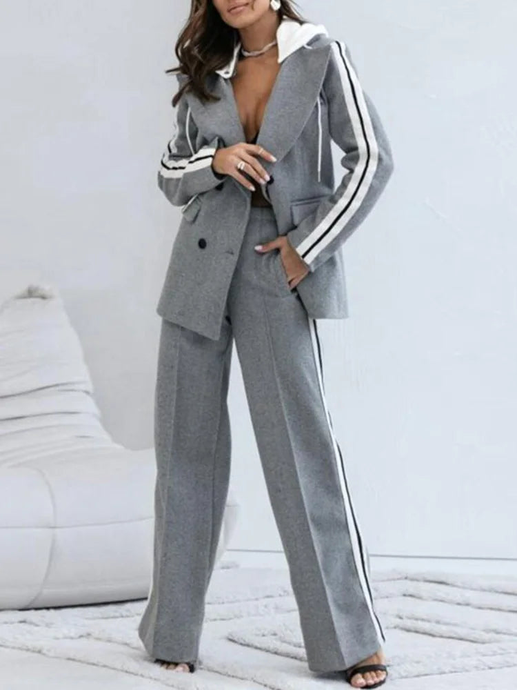 Tweedelige set - Casual - Wijde pijpen - Blazerset - Co-Ord Set Vrouwen-Boutique Moda