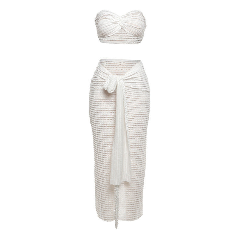 Tweedelige set - Cropped Bandeau Top en Maxi Rok Set voor de zomer-Boutique Moda