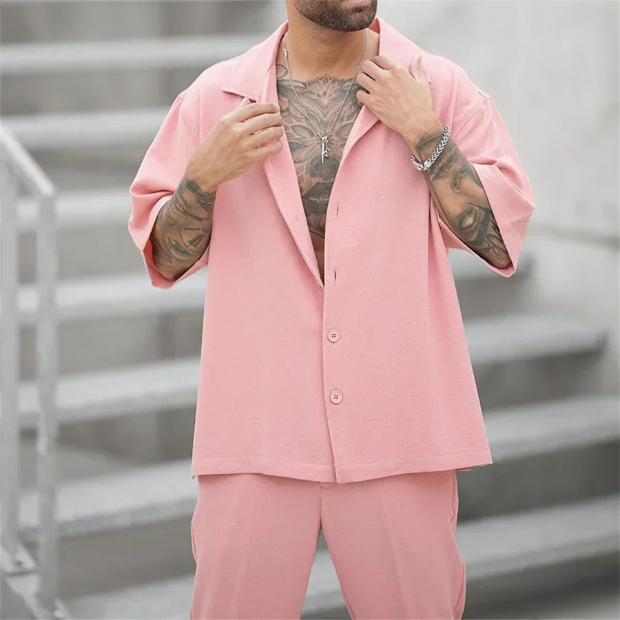 Tweedelige set – Oversized T-shirt en broek voor heren-Boutique Moda