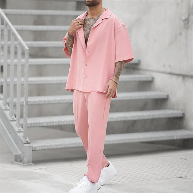 Tweedelige set – Oversized T-shirt en broek voor heren-Boutique Moda
