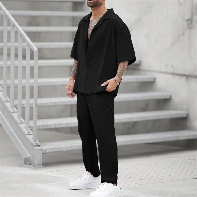 Tweedelige set – Oversized T-shirt en broek voor heren-Boutique Moda
