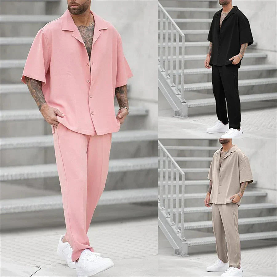 Tweedelige set – Oversized T-shirt en broek voor heren-Boutique Moda