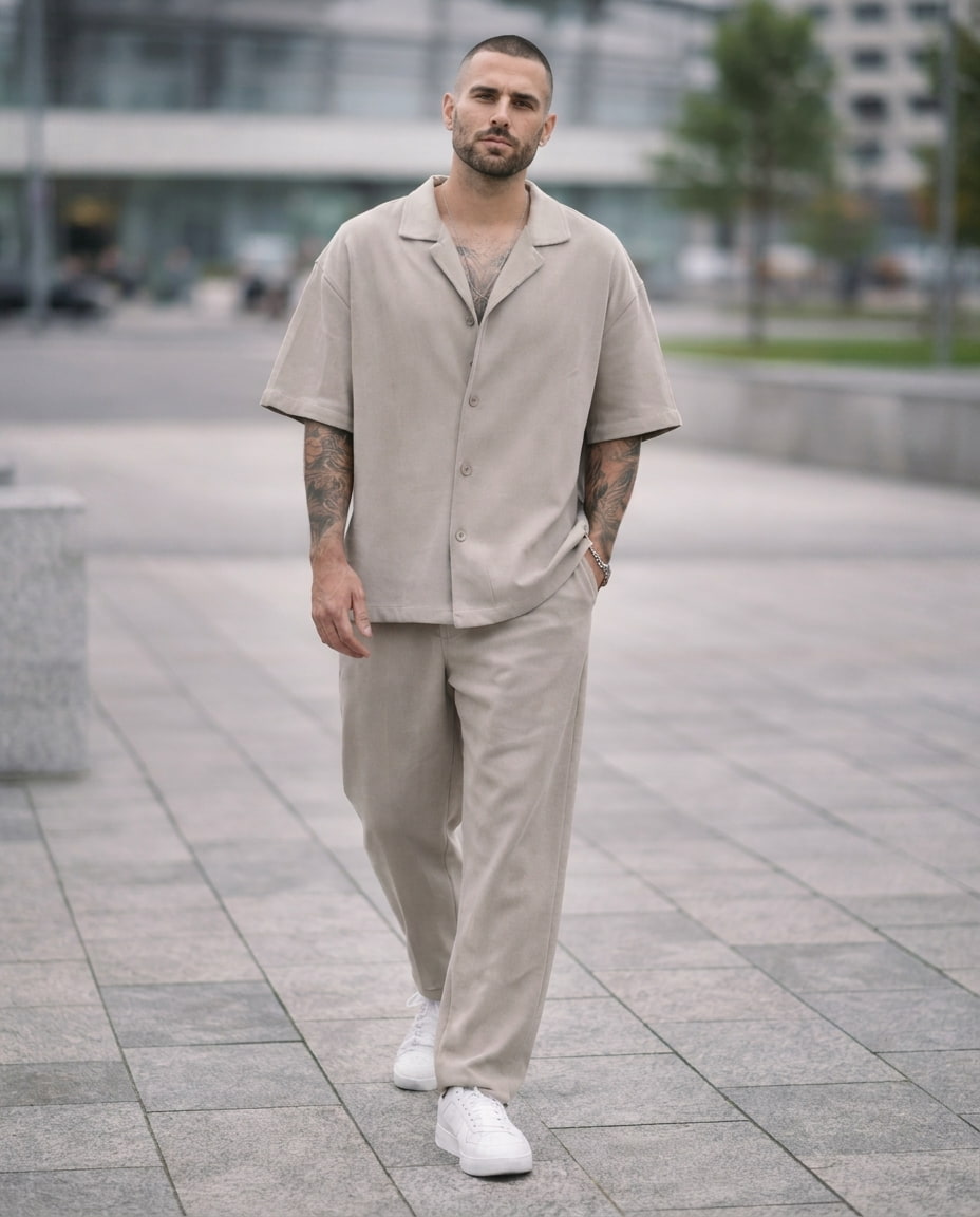 Tweedelige set – Oversized T-shirt en broek voor heren-Boutique Moda