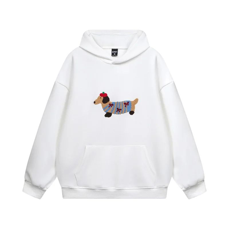 Unisex Hoodie - Relaxed fit pullover hoodie met hondprint-Boutique Moda