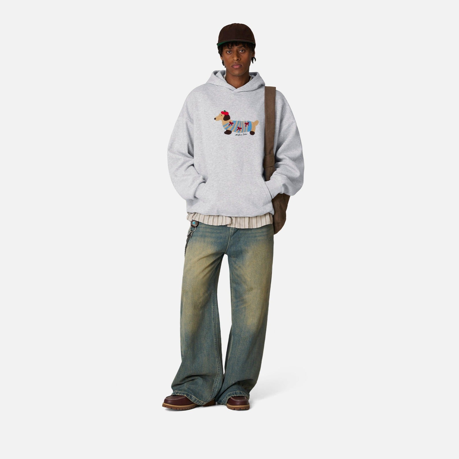 Unisex Hoodie - Relaxed fit pullover hoodie met hondprint-Boutique Moda