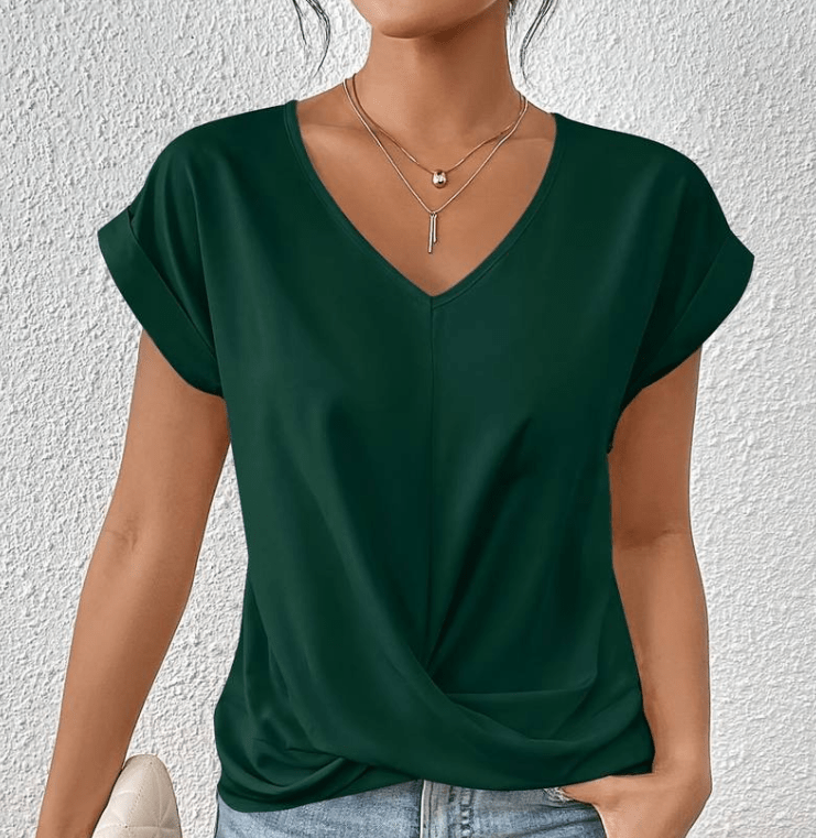 V-Hals Top | Dames Lichtgewicht Top met Twist-voorzijde-Boutique Moda