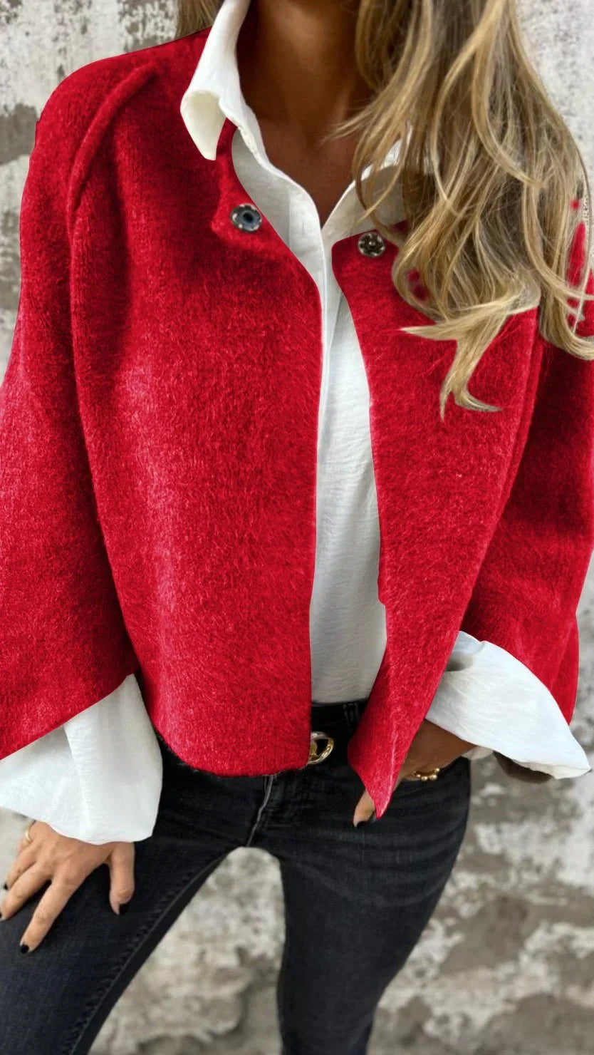 Vestjasje - Los model - Wol - Gebreid vest - Dameskleding-Boutique Moda