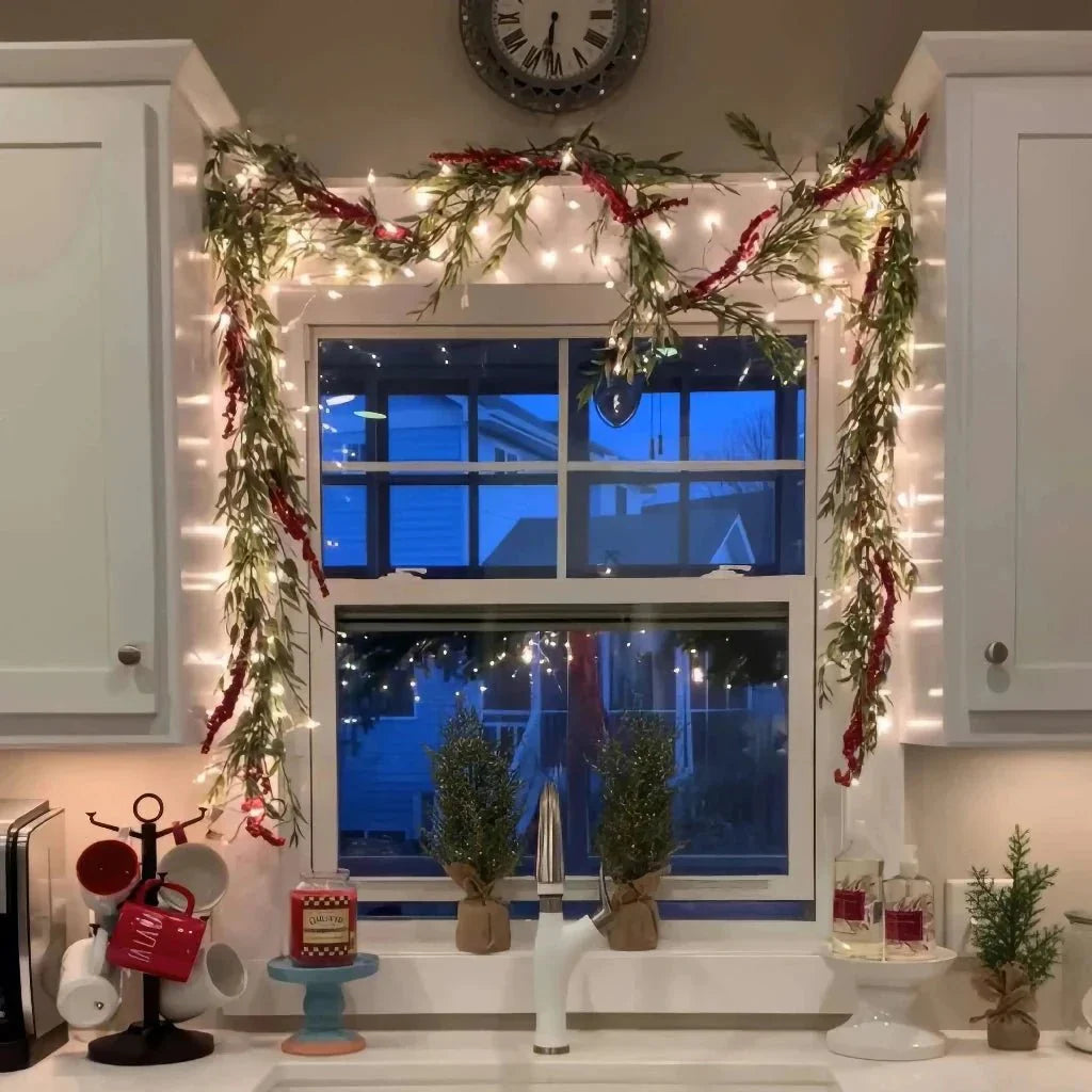 Voorverlichte slinger - LED - Kunstmatig - Kerstslingers - Kerstverlichting-Boutique Moda