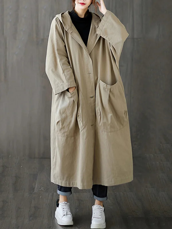Waterdichte Jas - Lange oversized regenjas met capuchon voor dames-Boutique Moda